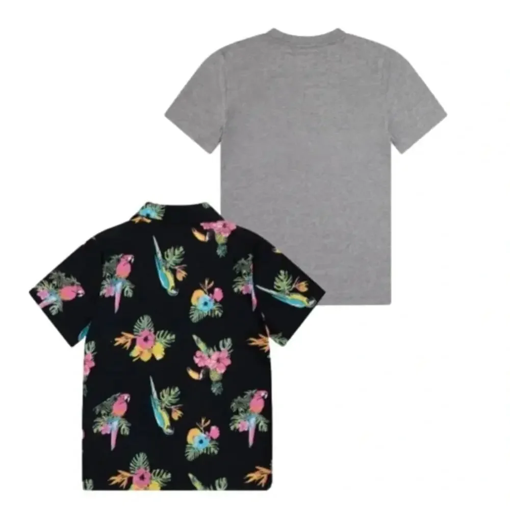 NWT Hurley Boys Tropical Parrots Woven Shirt & Tee Set Size XL 18/20